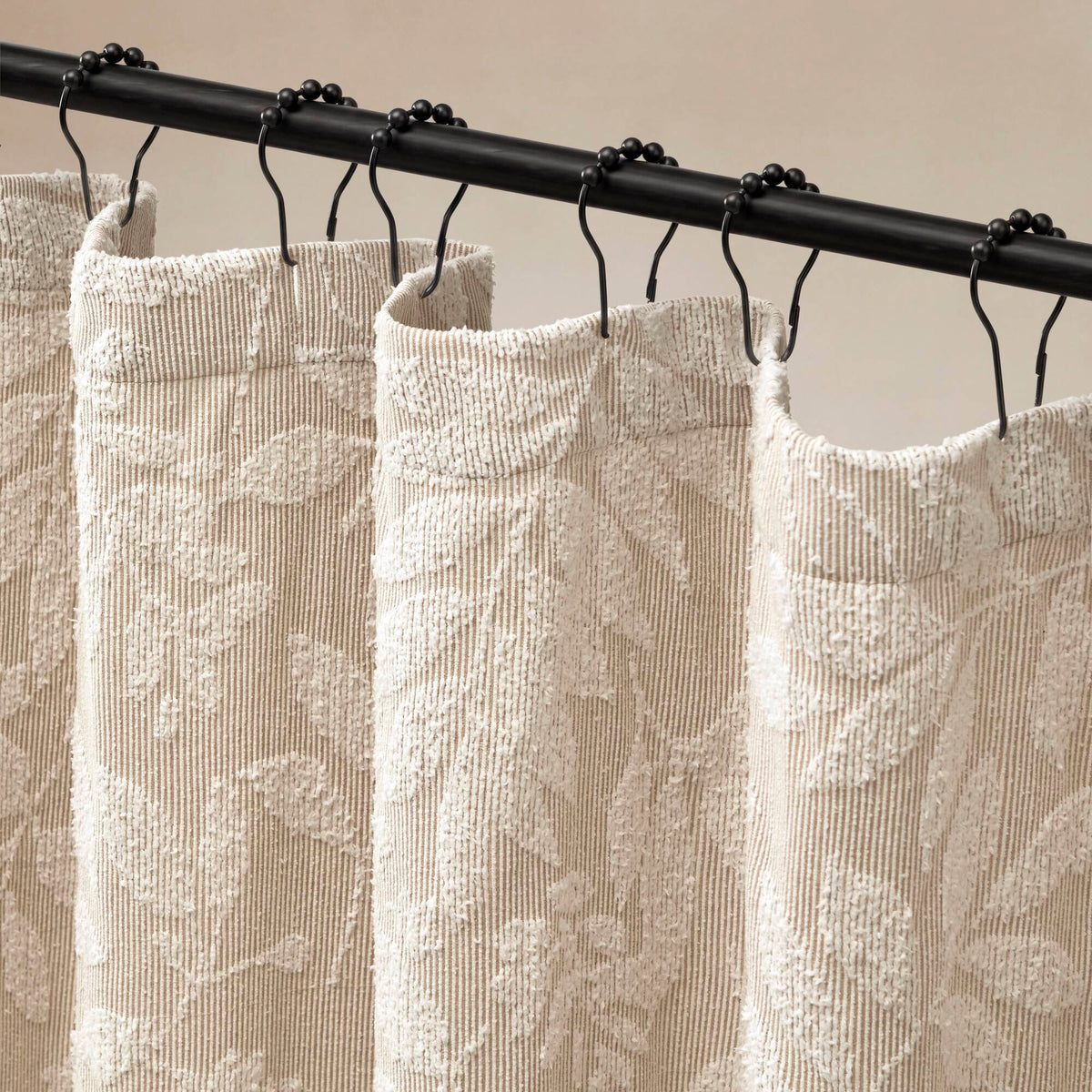 Solace Leaf Cotton Blend Botanical Jacquard Shower Curtain