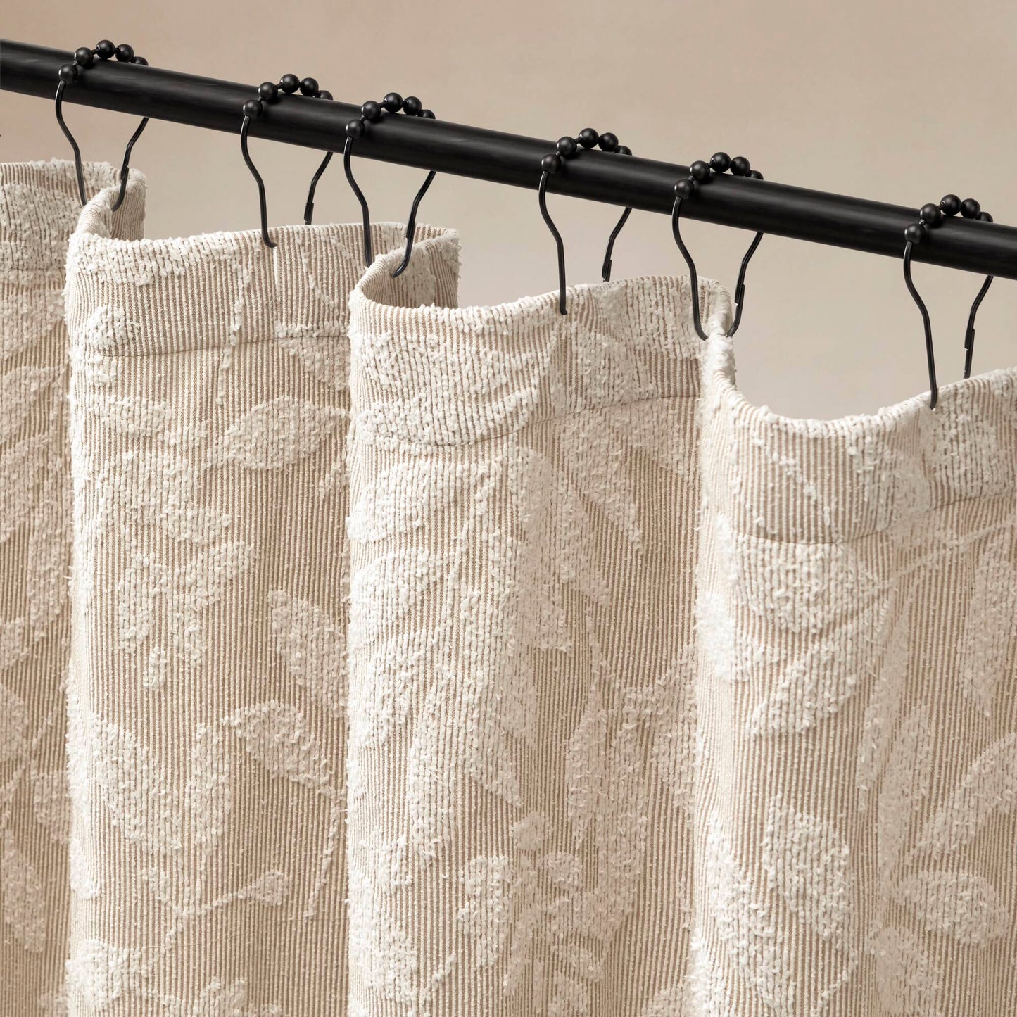Solace Leaf Cotton Blend Botanical Jacquard Shower Curtain