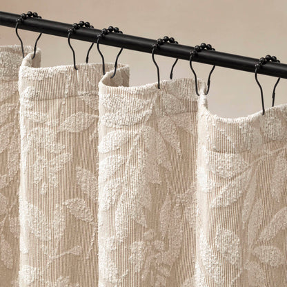 Solace Leaf Cotton Blend Botanical Jacquard Shower Curtain