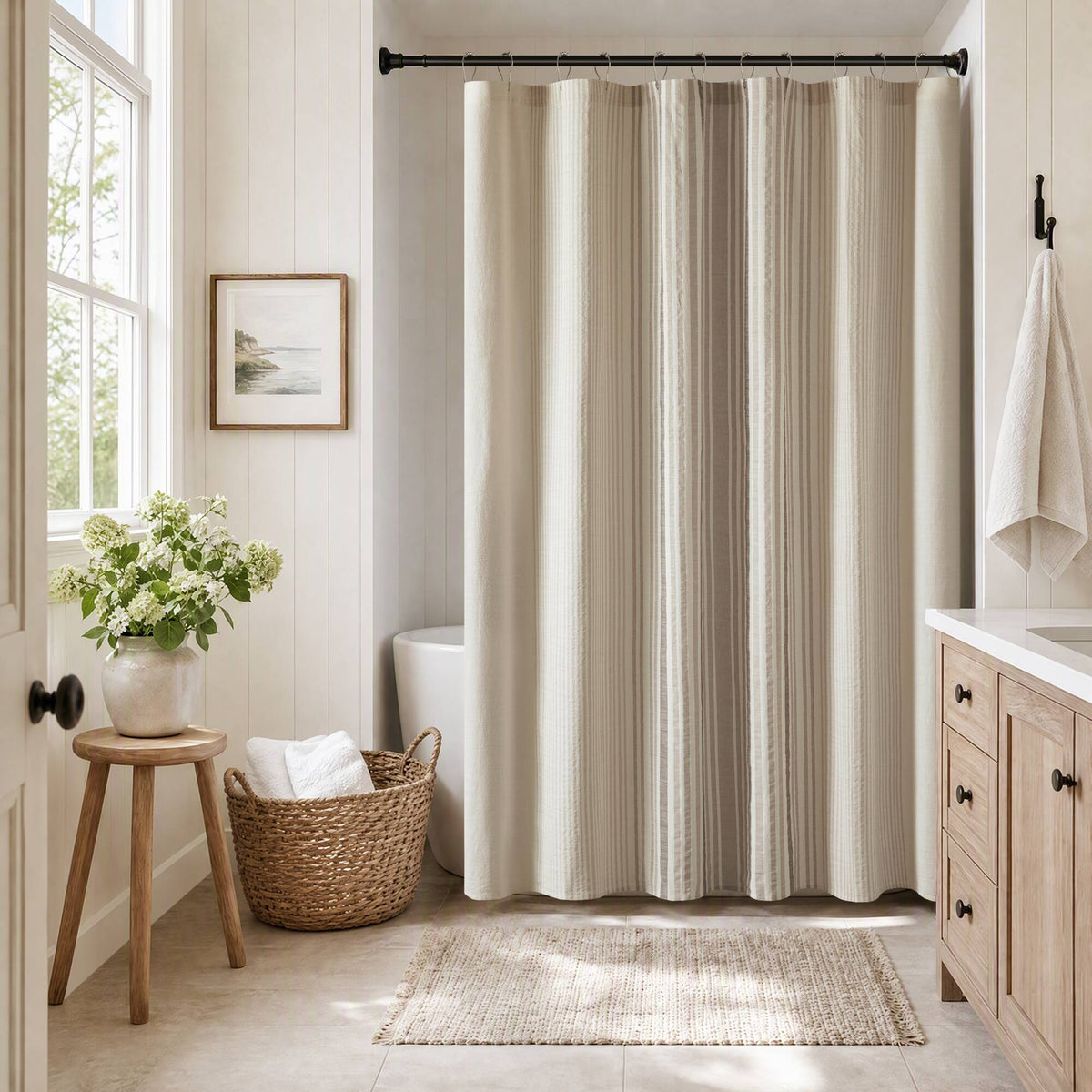 Ellery Jacquard Stripe Shower Curtain