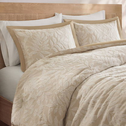 Solace Leaf Cotton Blend Botanical Jacquard Comforter Set