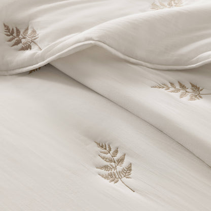 Willow Embroidered Botanical 100% Cotton Lightweight 3-Piece Quilt Set