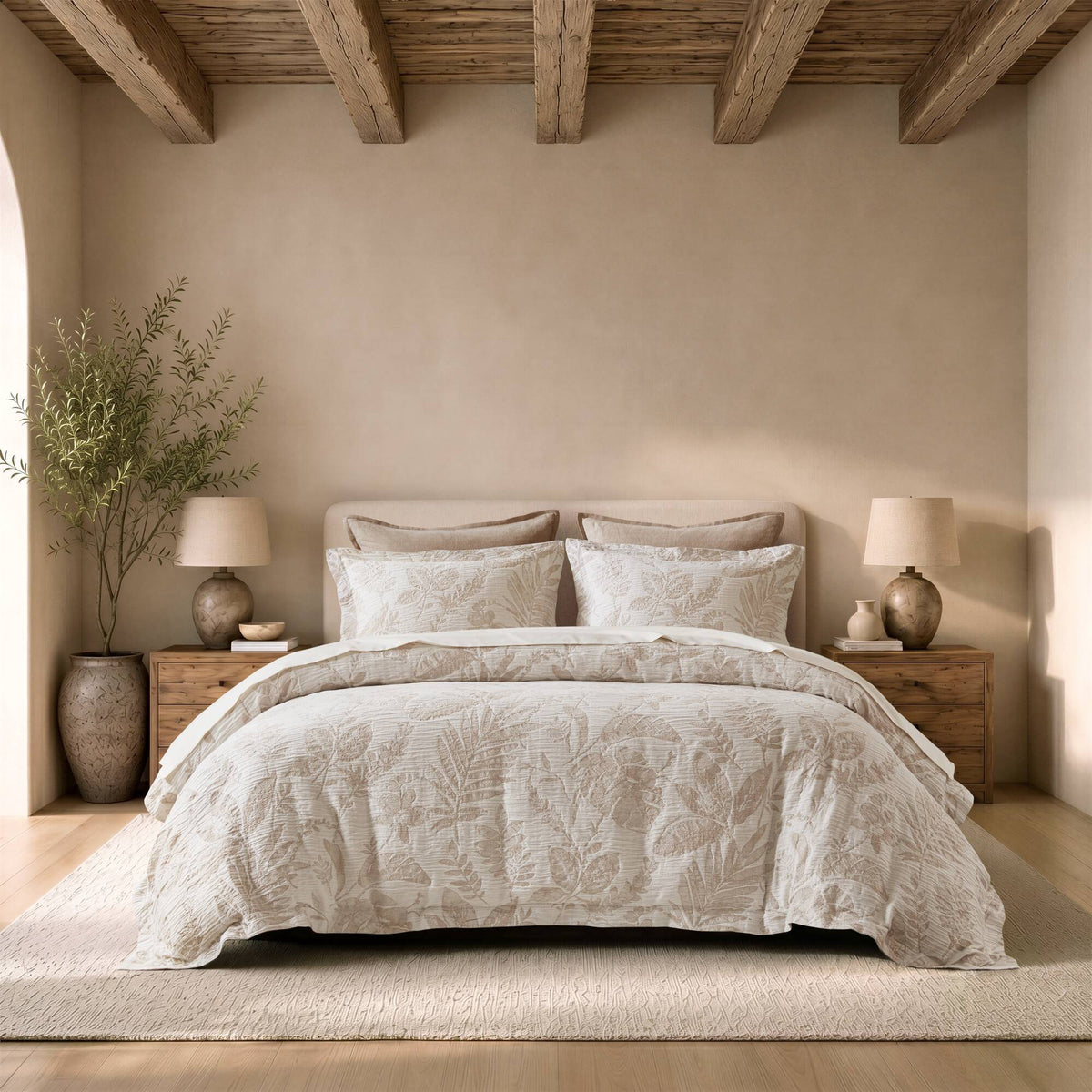 Maison Tropical Cotton Jacquard Botanical Duvet Cover Set