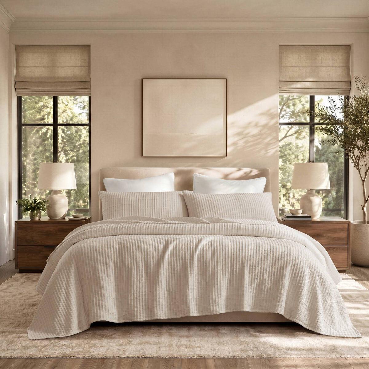 Hayden Cotton Blend Textured Knit Quilt Set