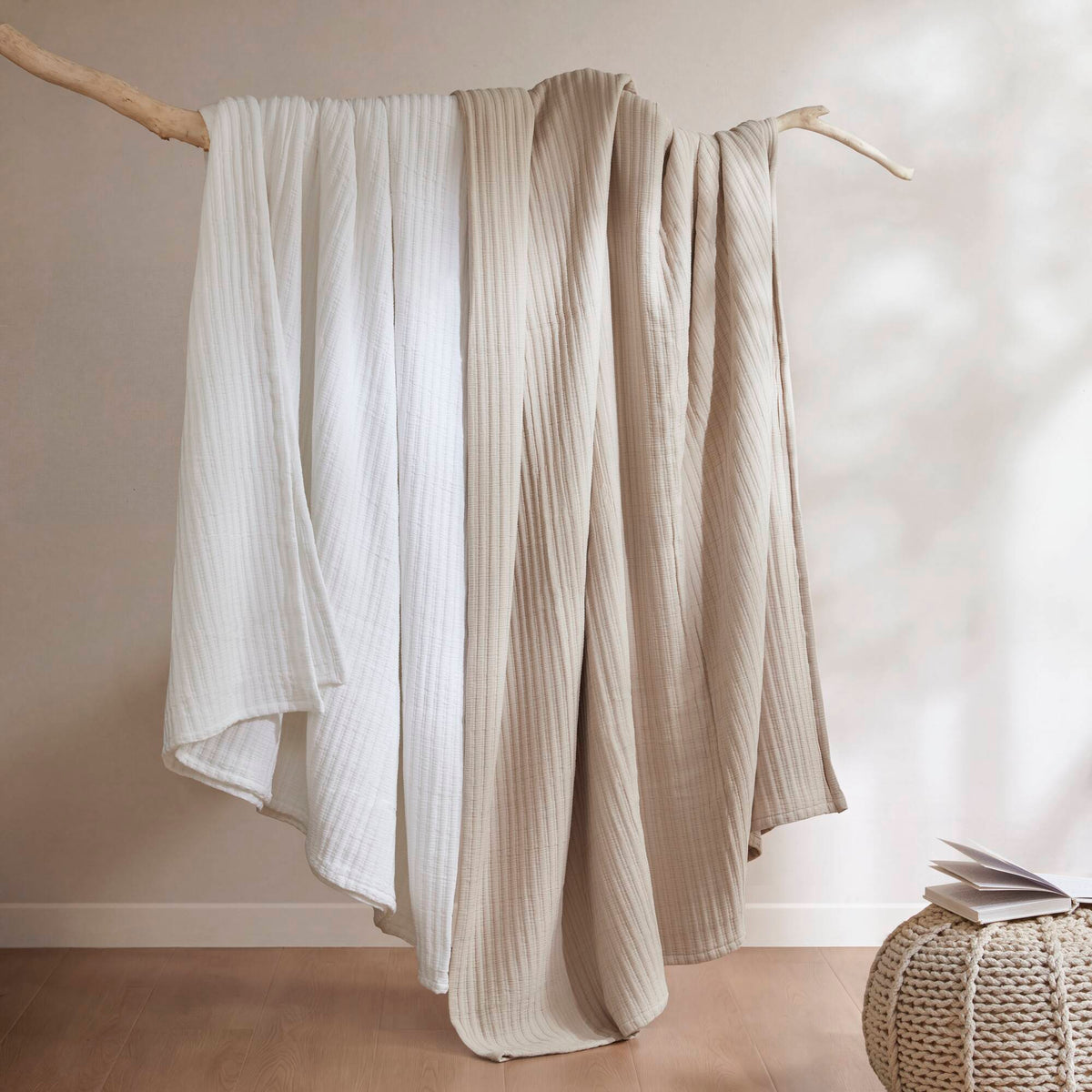 Hayden Cotton Blend Textured Knit Quilt Set