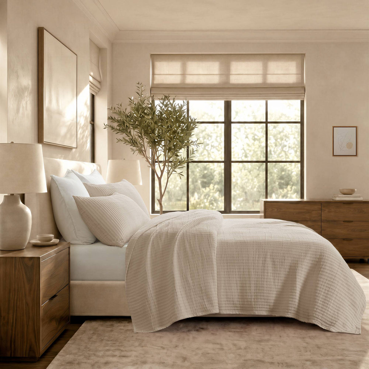 Hayden Cotton Blend Textured Knit Quilt Set