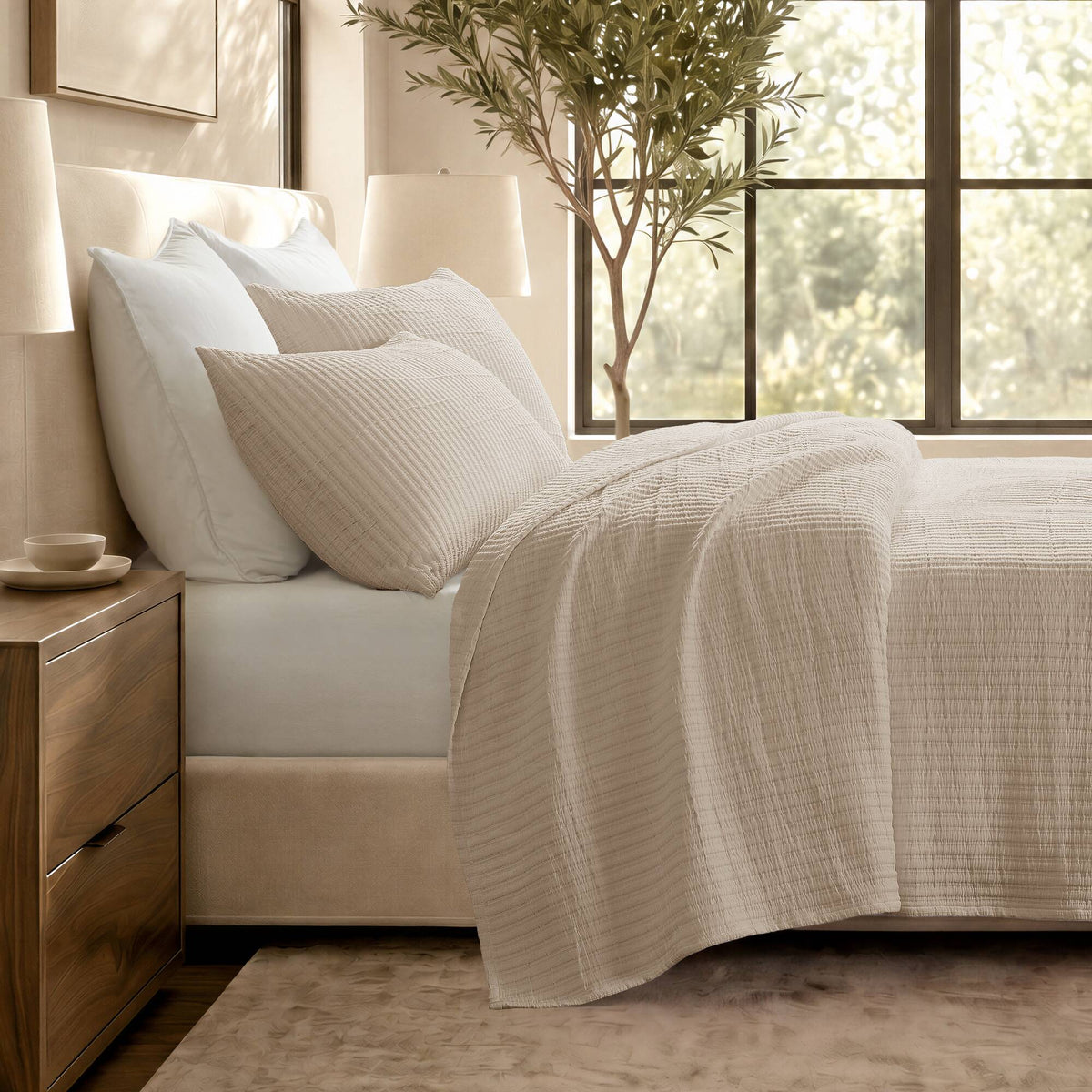 Hayden Cotton Blend Textured Knit Quilt Set