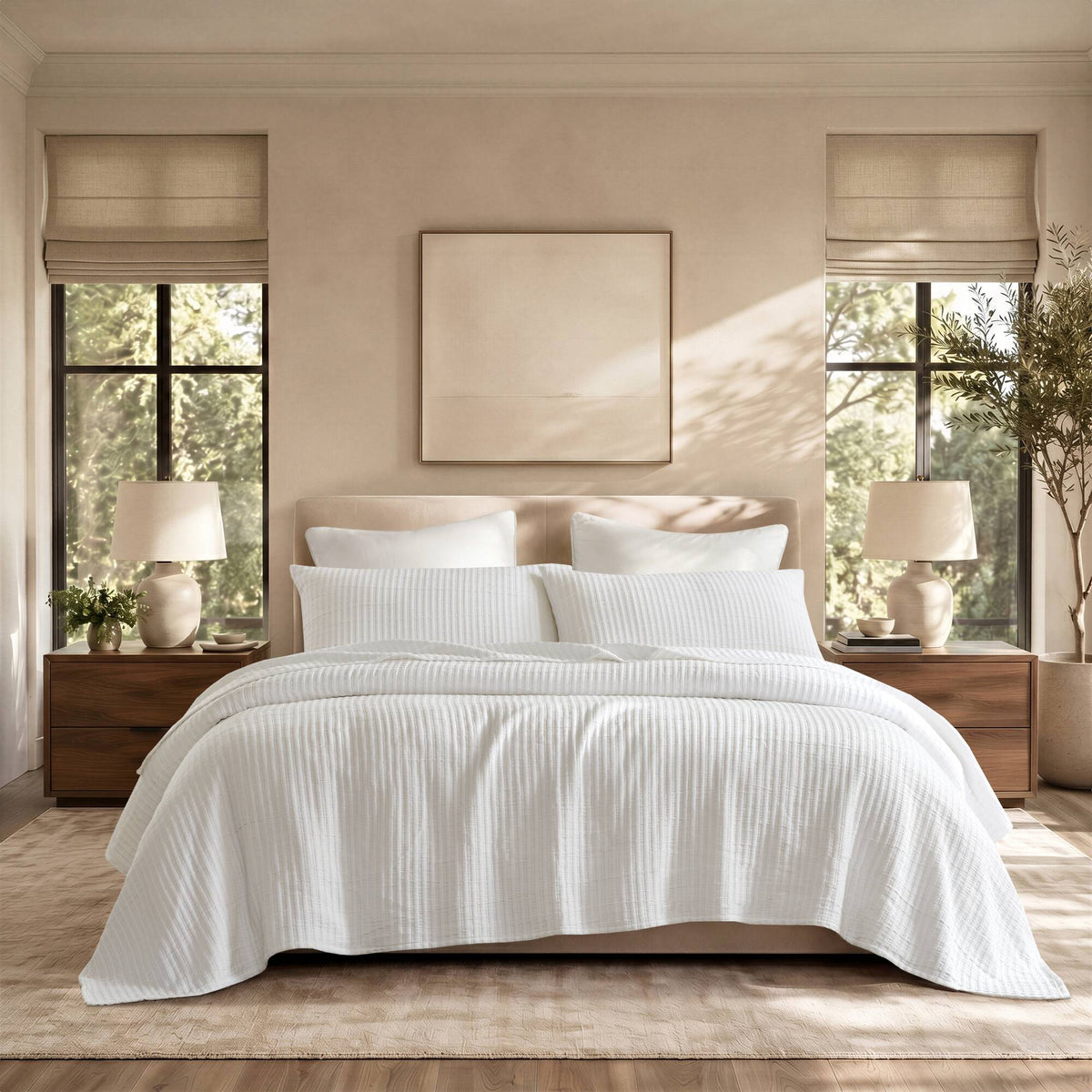 Hayden Cotton Blend Textured Knit Quilt Set