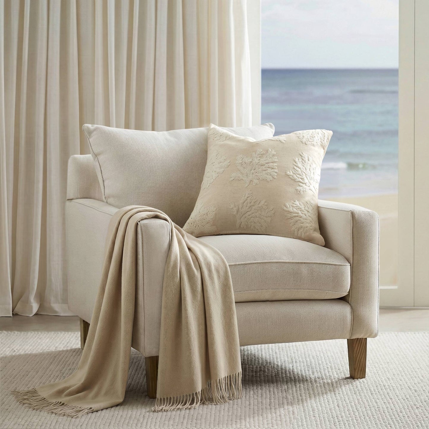 Camila Coral 1 Piece Cotton Pillow Cover