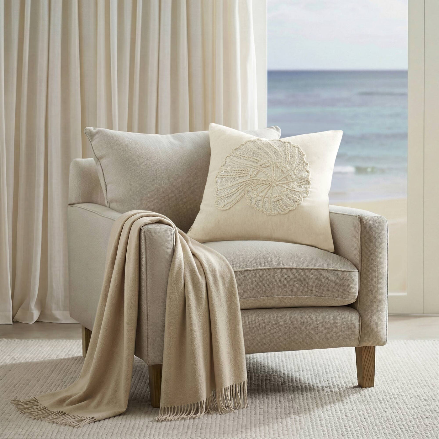 Luna Spiral Shell 1 Piece Cotton Pillow Cover