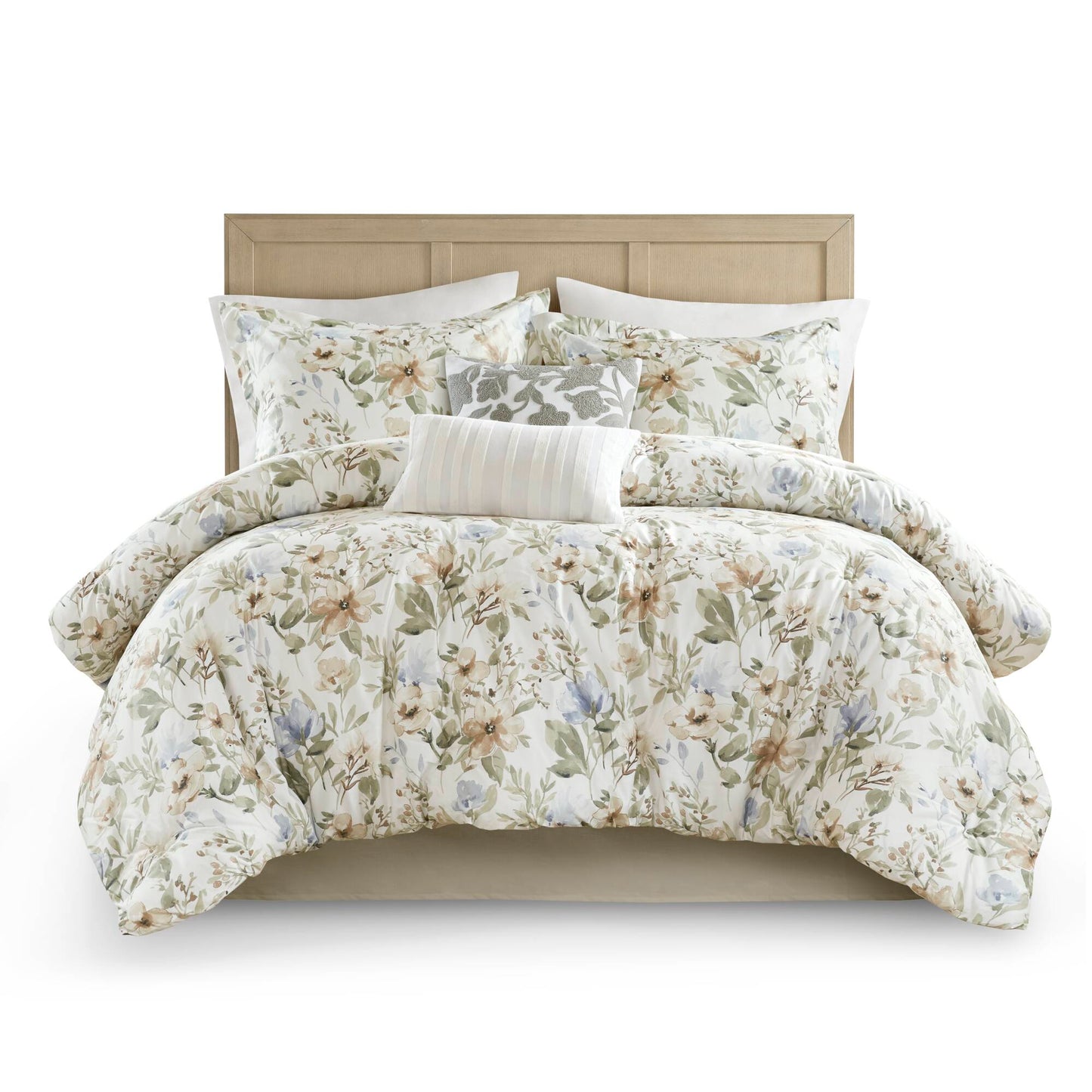 Herbal 5 Piece Cotton Sateen Print Duvet Set