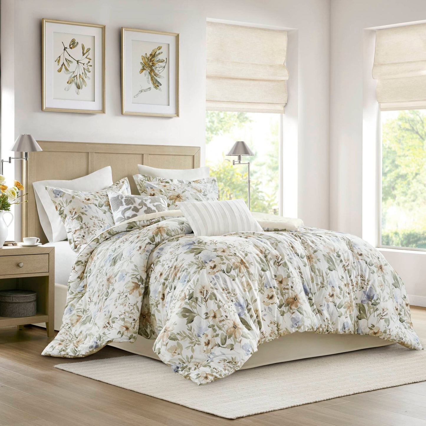Herbal 6-Piece Cotton Sateen Print Oversized Comforter Set