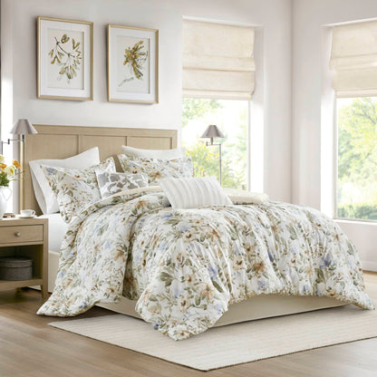 Herbal 6-Piece Cotton Sateen Print Oversized Comforter Set