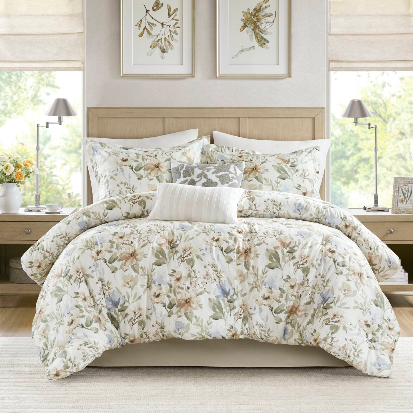 Herbal 6-Piece Cotton Sateen Print Oversized Comforter Set