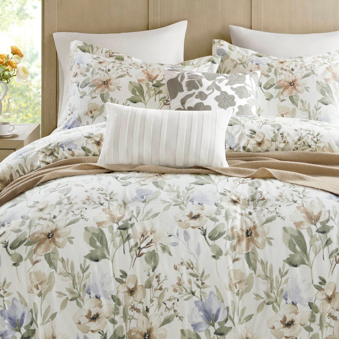 Herbal 6-Piece Cotton Sateen Print Oversized Comforter Set
