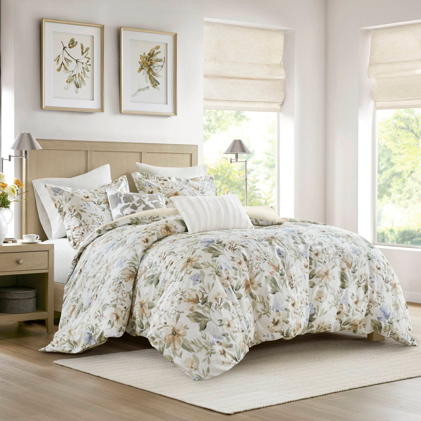 Herbal 5-Piece Cotton Sateen Print Duvet Set