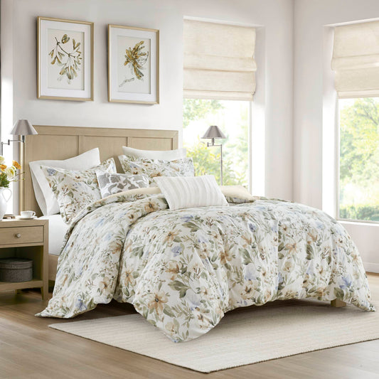Herbal 5 Piece Cotton Sateen Print Duvet Set