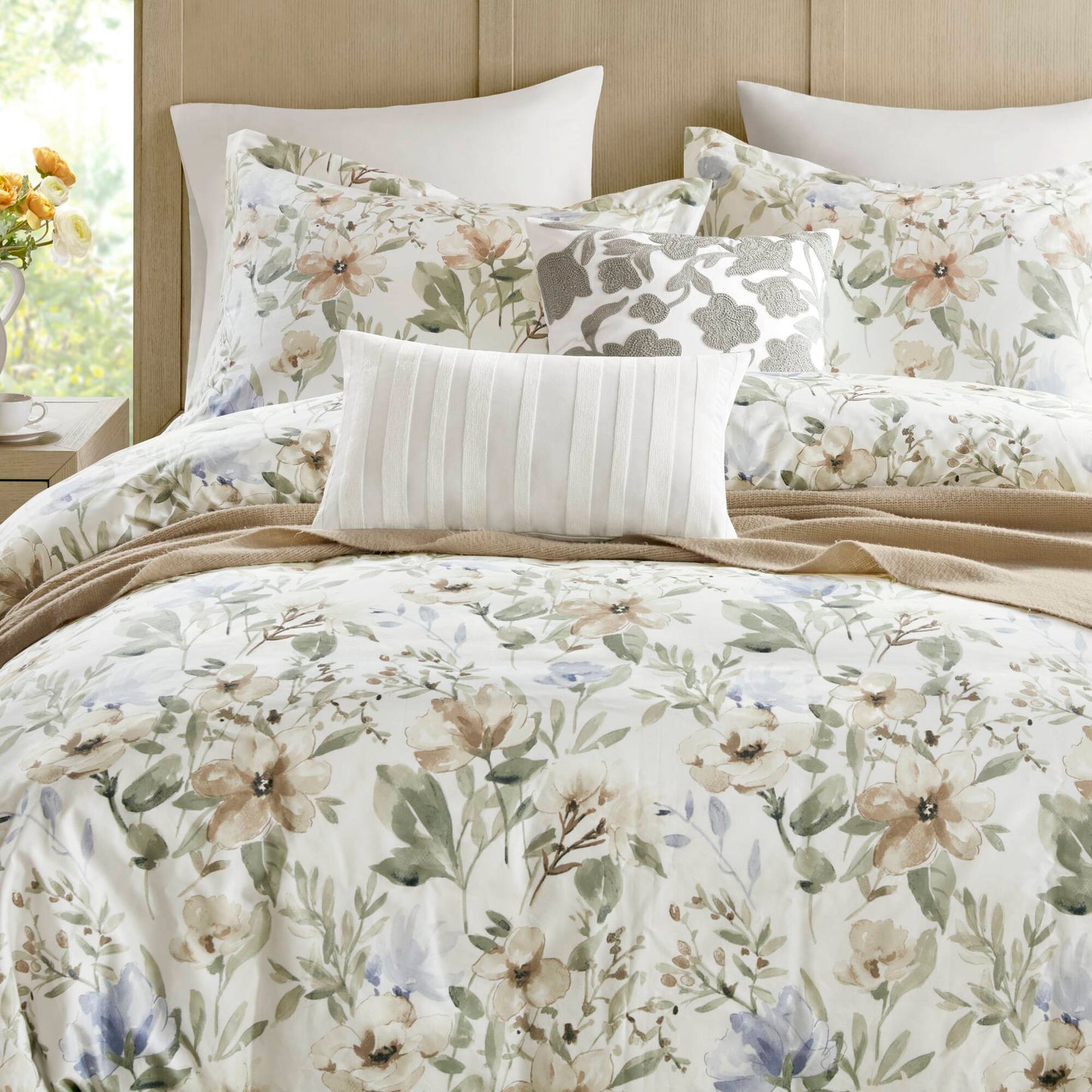 Herbal 5-Piece Cotton Sateen Print Duvet Set