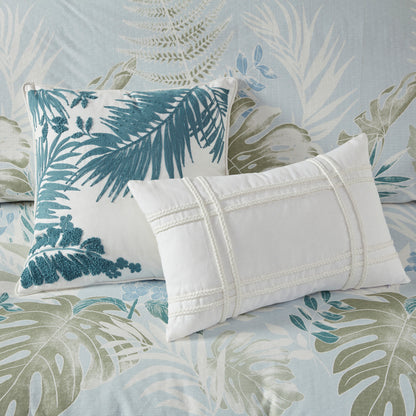Kiawah Island 5-Piece Cotton Duvet Cover Set with Throw Pillow