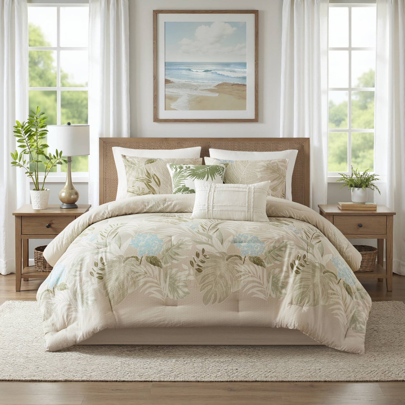 Kiawah Island 6-Piece Oversized Cotton Comforter Set with Throw Pillow