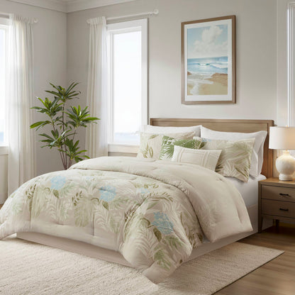 Kiawah Island 6-Piece Oversized Cotton Comforter Set with Throw Pillow