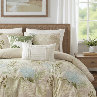 Kiawah Island 5-Piece Cotton Duvet Cover Set with Throw Pillow