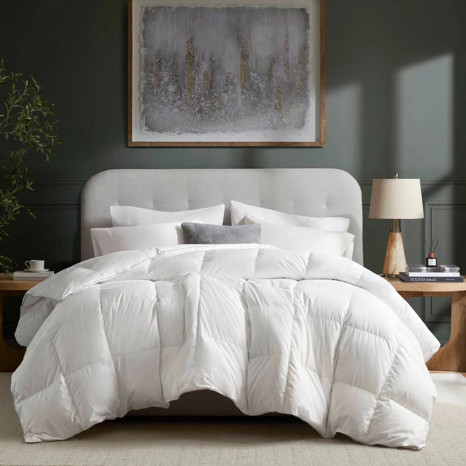 White Goose Down 100% Cotton Shell Comforter on bed