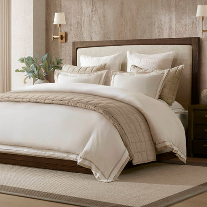 Linen Blend Double Flange Duvet Cover Set