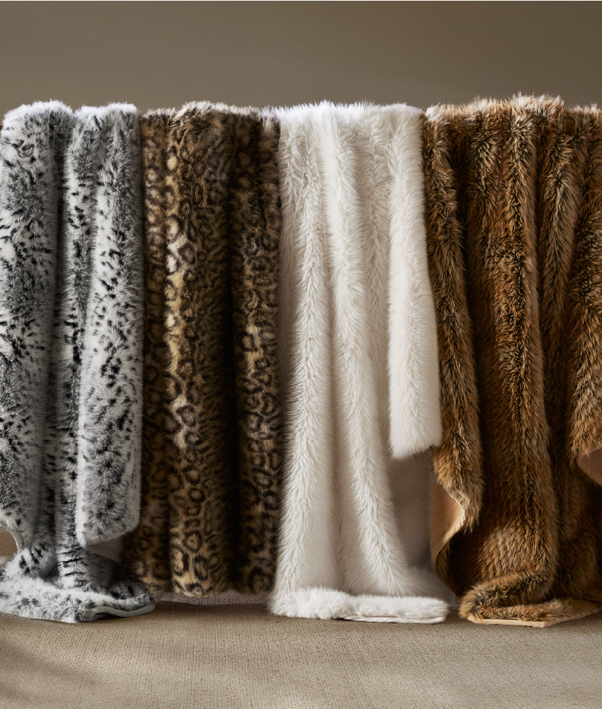 Botswana Animal Print Faux Fur Throw Blanket Bobcat